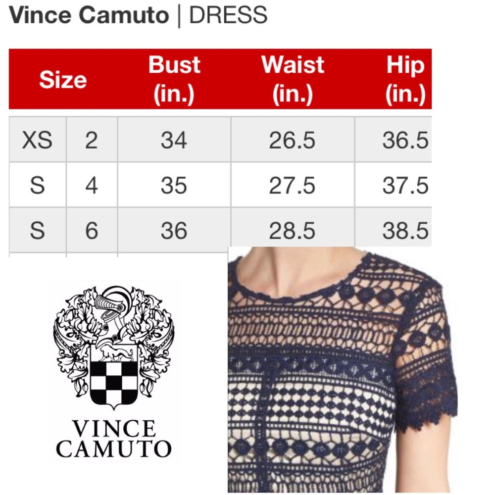 NWT Vince Camuto Navy Lace Dress - Picture 7 of 8